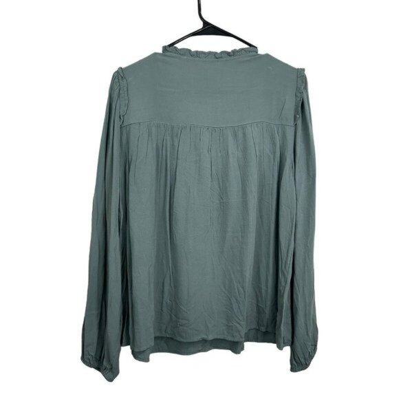 Lauren Conrad Women SZ L Pale Green Sequins Embroidered Long Sleeve Casual Top - Picture 10 of 12